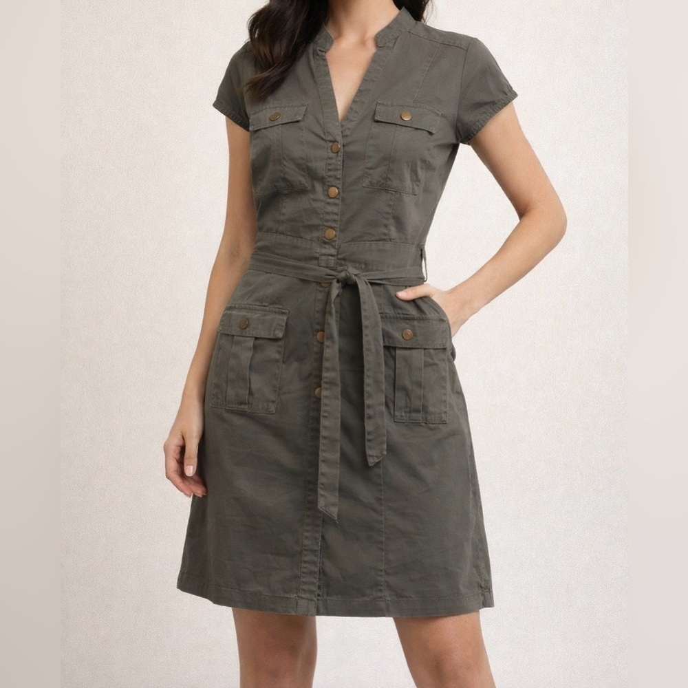 Stylish Gray Button-Up Dress